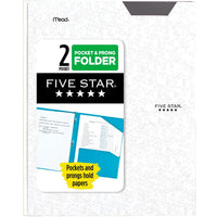 Five Star 2 Pocket Folder, Stay-Put Folder, Plastic Colored Folders with Pockets & Prong Fasteners for 3-Ring Binders, Great for Home School Supplies & Home Office, 11-5/8
