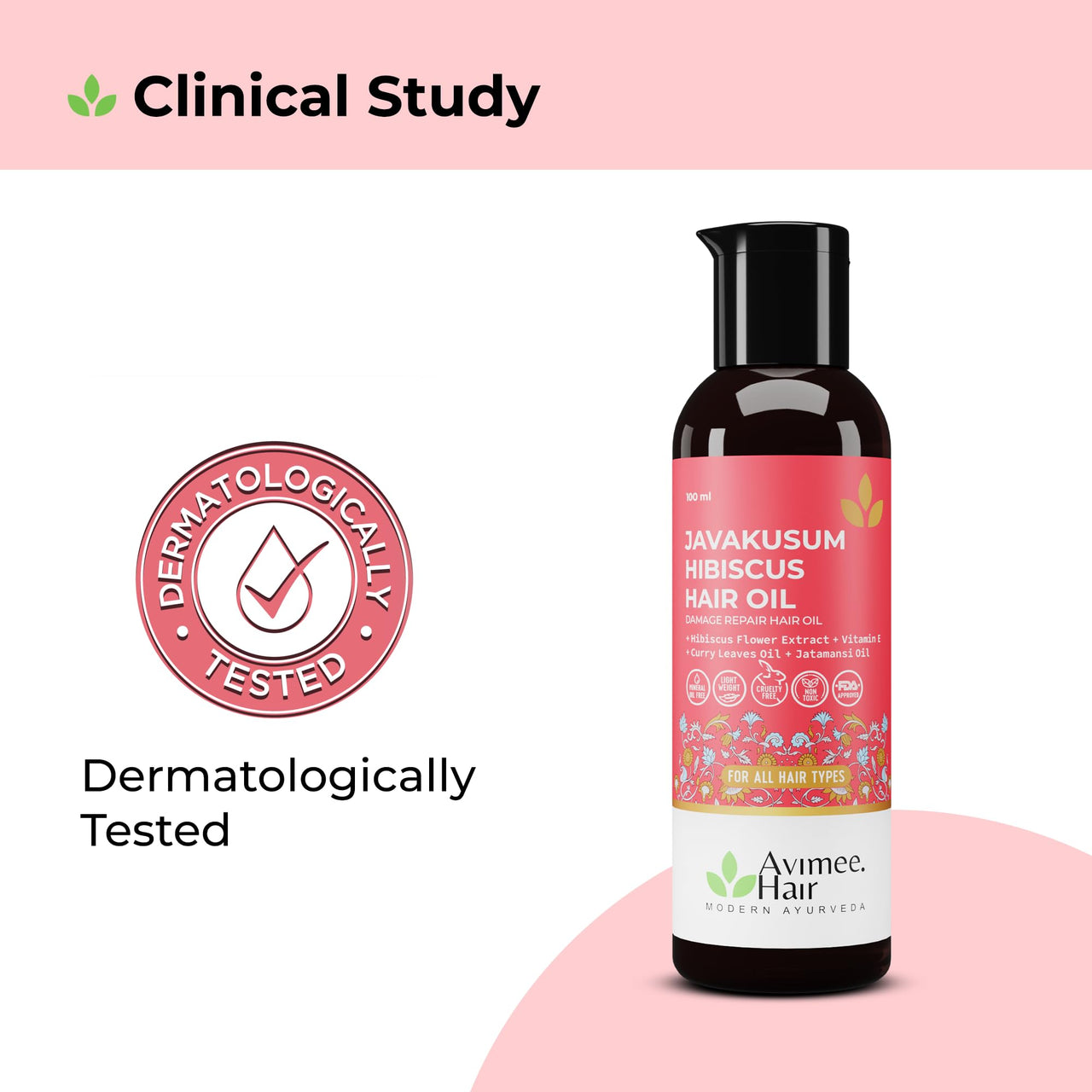 Avimee Herbal Javakusum Hibiscus Hair Oil | For Soft & Silky Texture | Loaded with Vitamin C, Flavonoids, Amino Acids, Mucilage Fiber, and Antioxidants | 100 mL | Pack of 2