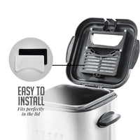 OVENTE 1.5 Liter Electric Deep Fryer FDM1501BR Charcoal and Oil Vapor Replacement Filter Set Pack of 3, White and Black ACPFDM1503, 1.5L