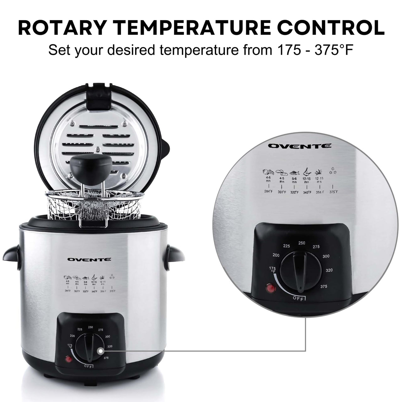 OVENTE 1.5 Liter Electric Deep Fryer FDM1501BR Charcoal and Oil Vapor Replacement Filter Set Pack of 3, White and Black ACPFDM1503, 1.5L