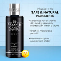 Bryan & Candy Complete Face & Body Care Kit | Gift Set For Men | 100% Vegan | Skin-Friendly pH 5.5 for All Skin Types,SLS & Paraben Free (LEMON & THYME KIT)
