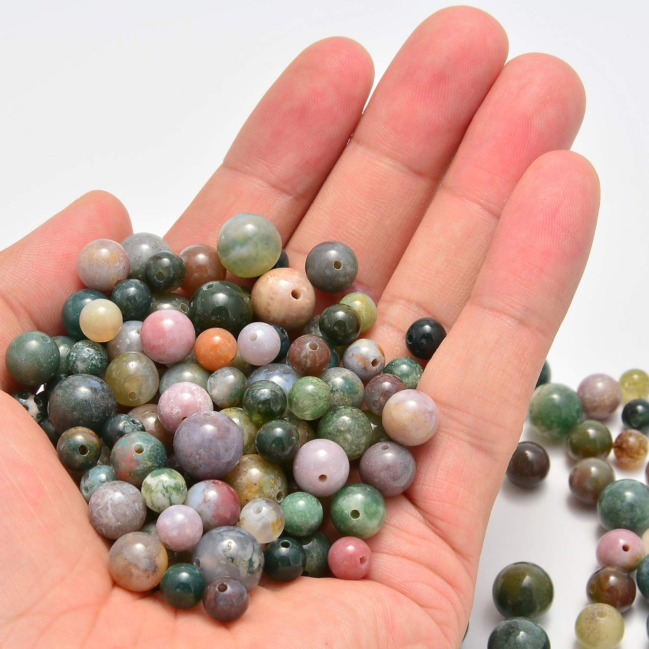 200PCS 8mm Indian Agate Round Loose Beads Natural Crystal Healing Energy Gemstone Beads with Healing Power for Bracelet Necklace Jewelry Making DIY Handmade Craft Supplies (Indian Agate, 8mm 200Beads)