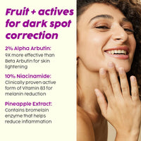 PLIX - THE PLANT FIX 2% Alpha Arbutin Pineapple De-Pigmentation Dewy Face Serum for Pigmentation & Dark Spots Removal for Unisex with 10% Niacinamide, 5% PHA for All Skin, 30ml (Pack of 2)