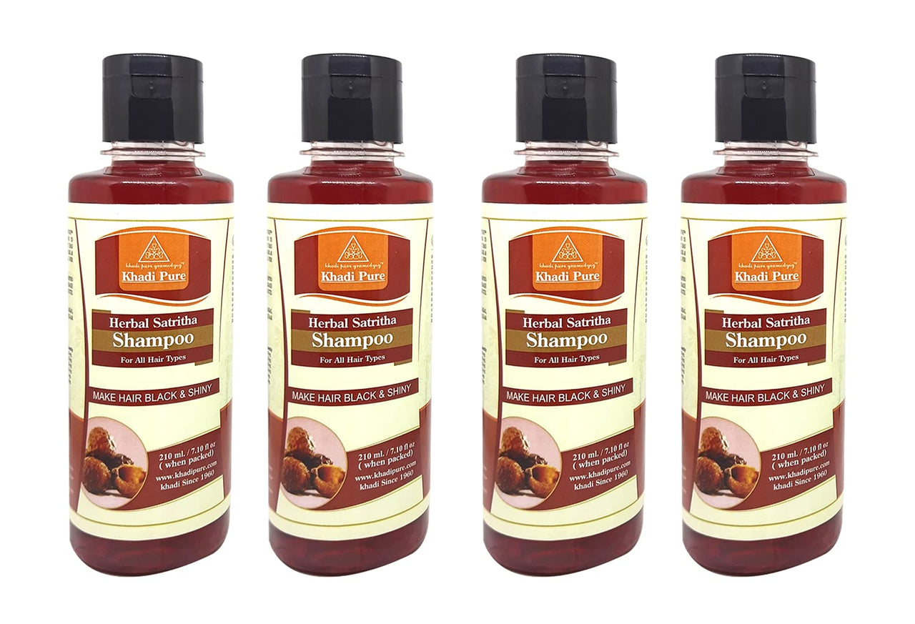 Khadi Pure Herbal Satritha Shampoo/Hair Cleanser, 210 ml (Pack of 4)
