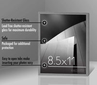 Americanflat 8.5x11 Picture Frame in Grey - Thin Border Photo Frame with Shatter-Resistant Glass, Hanging Hardware, and Built-in Easel for Horizontal or Vertical Display Formats for Wall or Tabletop