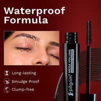 Pilgrim Mega Volume Waterproof Mascara High-definition Volume Smudge-proof Black Passion-02 | 5ml