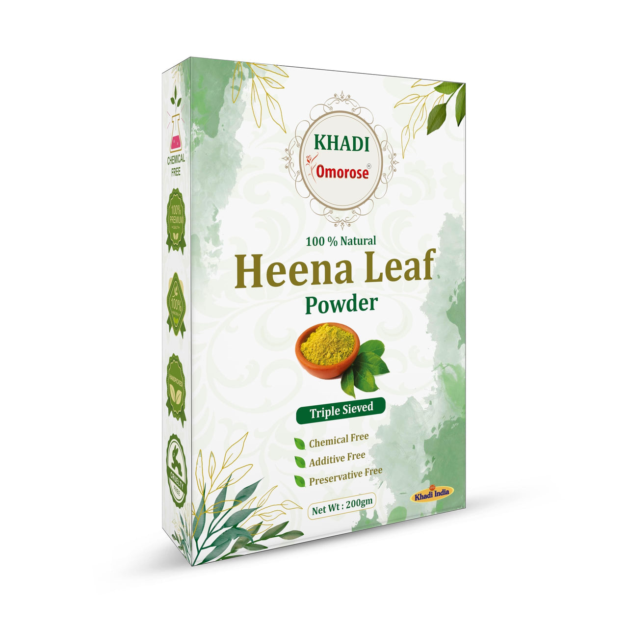 Khadi Omorose Heena (Mehendi) powder for hair color | 200 gram | Natural | Triple Sieved | Resealable Stand Zipper Pouch