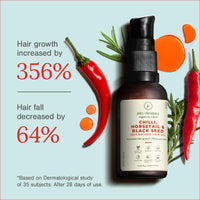 Juicy Chemistry Chilli, Horsetail & Blackseed Hair Growth Oil, 30 ml | Enriched with Rosemary Oil & Kalonji Oil to Control Hair Fall | Clinically Proven Hair Growth Oil with Natural DHT Blockers for Men & Women | For Healthy Hair, Scalp Nourishment & Hair