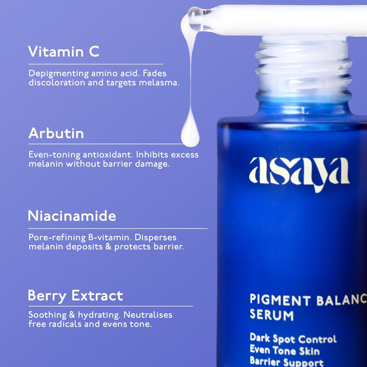 Asaya Korean Pigmentation Serum | Hyperpigmentation & Dark Spot Remover | Tranexamic Acid, Niacinamide & Arbutin | Reduces Melasma, Acne Marks & Discoloration | Brightens & Evens Skin Tone | Berry Extracts for Antioxidant Protection | Lightweight & Fast A