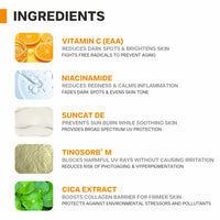 DERMATOUCH Niacinamide 2% Vitamin C Sunscreen for glowing skin | SPF 50+ PA ++++ | Quick Absorbing | Zero White Cast | 50g