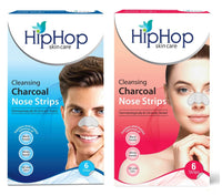 HipHop Skincare Cleansing Charcoal Nose Strips for Men & Women - Blackhead Remover & Pore Cleanser (6 Strips Pack of 2) (12 Strips)