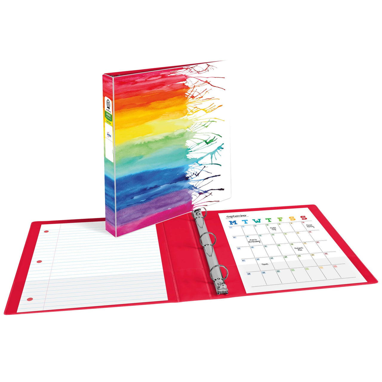 Avery + Amy Tangerine Designer Collection Binder, 1.5 Inch Round Rings, 275-Sheet Capacity, Watercolor Rainbow (28347) 1.5" 1 pack