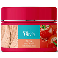 Olivia De Tan Clay Mask with Tomato Juice | Tan Removal Face Mask for All Skin Types | Provides Deep Cleansing, Removes Blackheads & Improves Skin Texture | Detan Pack for Smooth Radiant Skin | 100g