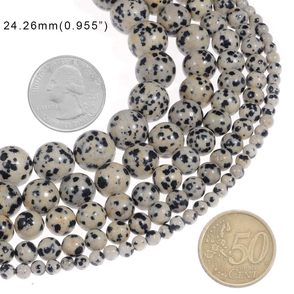 Natural Stone Beads 8mm Dalmatian Beads Gemstone Round Loose Beads Crystal Energy Stone Healing Power for Jewelry Making DIY,1 Strand 15"