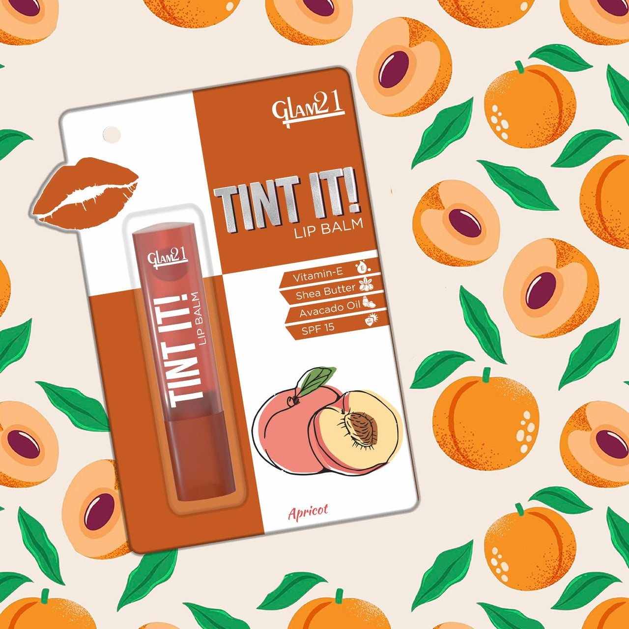 Glam21 Tint it! Lip Balm | Everyday Hydration & Moisturized Lips with Vitamin-E, Shea Butter, Avocado Oil, SPF15 |Lip Care For Dry & Chapped Lips |Apricot -3.5gm