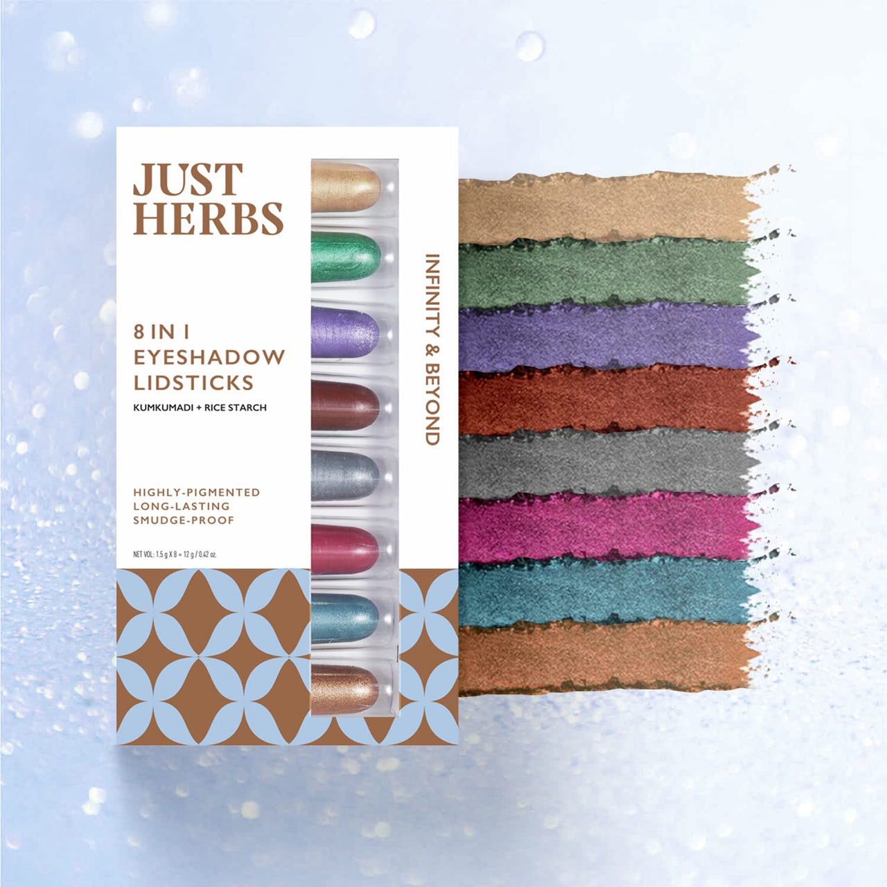 Just Herbs 8 In 1 Herbal Metallic stick-Shimmery Finish - 12Gm& 8 In 1 Herbal Metallic stick-Shimmer Finish - 12Gm (Herbi -Wore) Combo, Multicolor