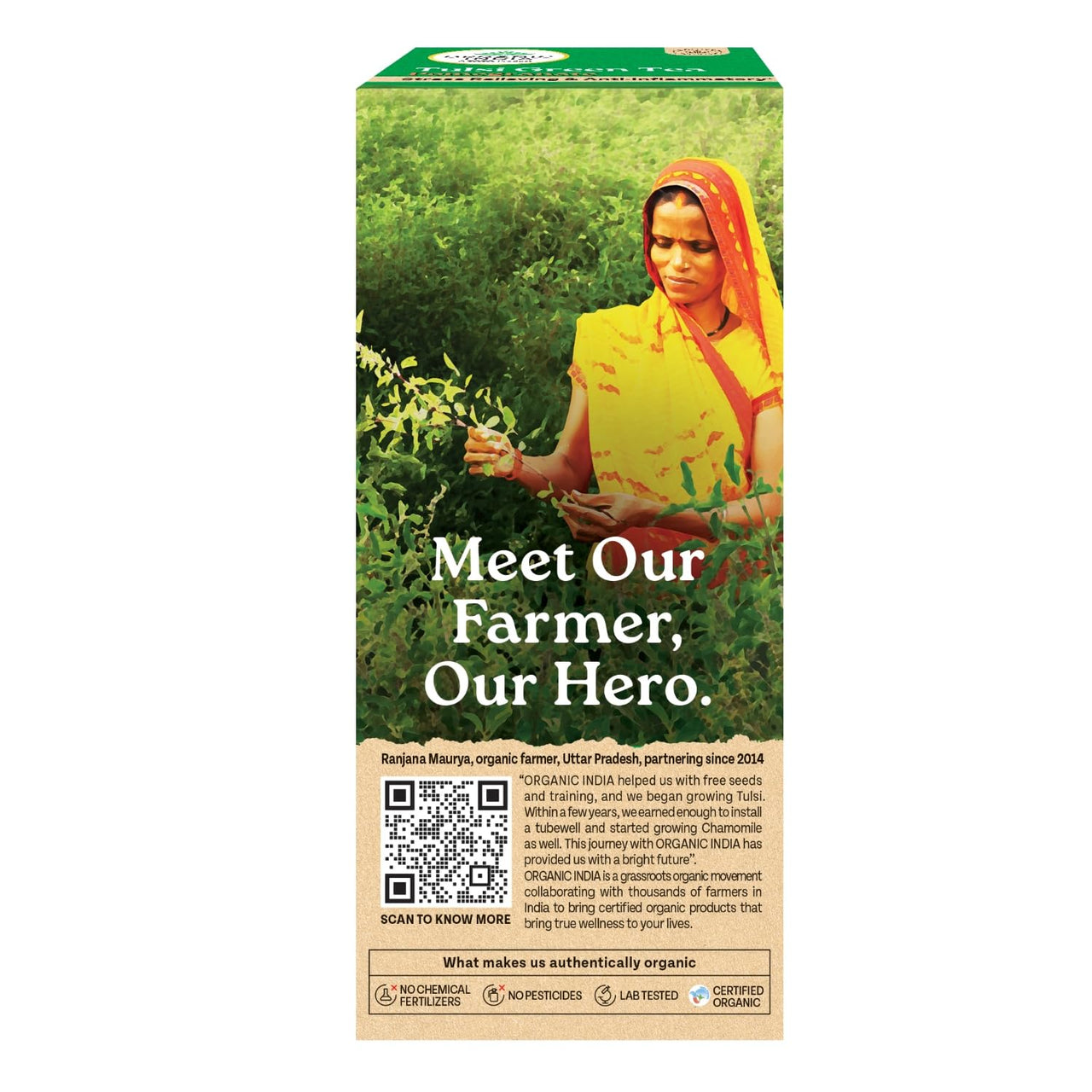 A TATA Product - Organic India Tulsi Green Tea Pomegranate - 25 Tea Bags, Certified Organic, Stress Relief, Rich in Antioxidant, Tulsi & Pomegranate Infusion
