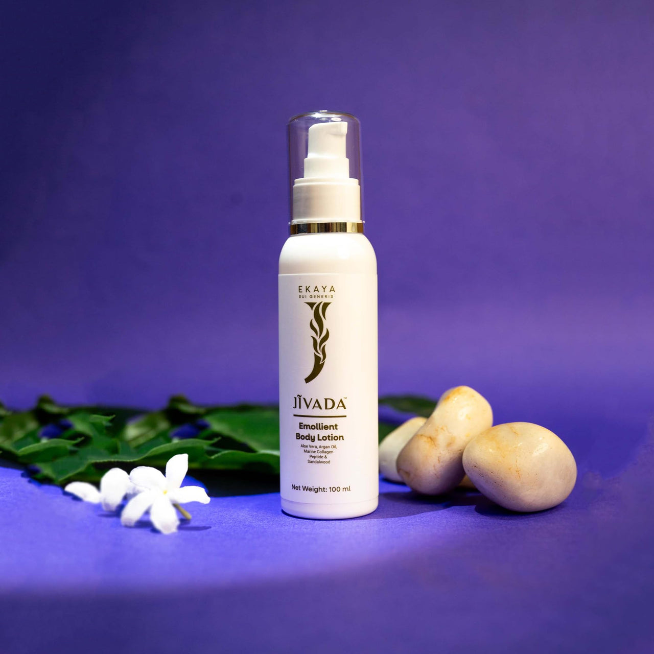 Jivada Emollient Body Lotion with Argan Oil, Aloe Vera, Vitamin C & HA | For Deeply Nourished, Moisturized Skin | Dry & Rough Skin|All Skin Types| Women & Men | Sulphate & Paraben Free | 100 ml