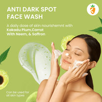 Karrot Natural Skincare Vitamin C Face Wash, Tones Skin and Fades Dark Spots, Kakadu Plum with Carrot, Neem and Saffron, SLS and Paraben Free, Ideal for Men and Women, 100ml