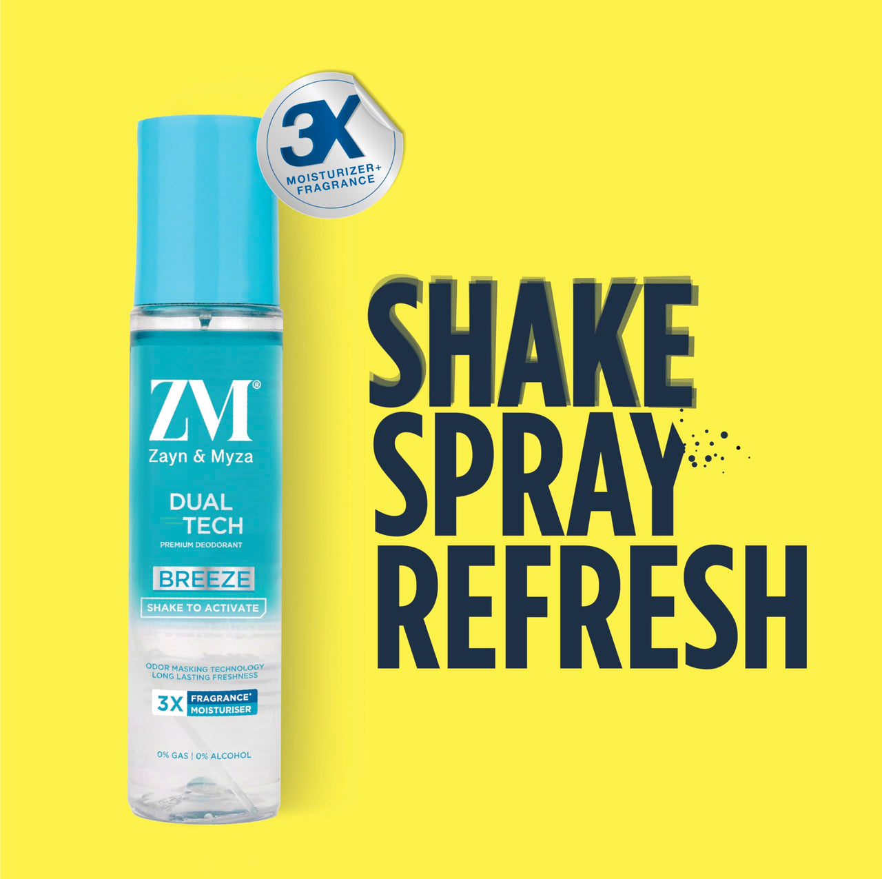 ZM Zayn & Myza Dual Tech Breeze | No Alcohol Premium Deodorant for Men & Women | Long Lasting Premium Fragrance, 120 ml