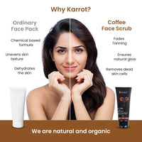 Karrot Natural Skincare Coffee Scrub, Fades Tan, Blackhead Removal Cream, Exfoliates Dead Cells, Anti Inflammatory, Made with Gotu Kola and Lemongrass, For Men and Women, All Skin Types, 100gms