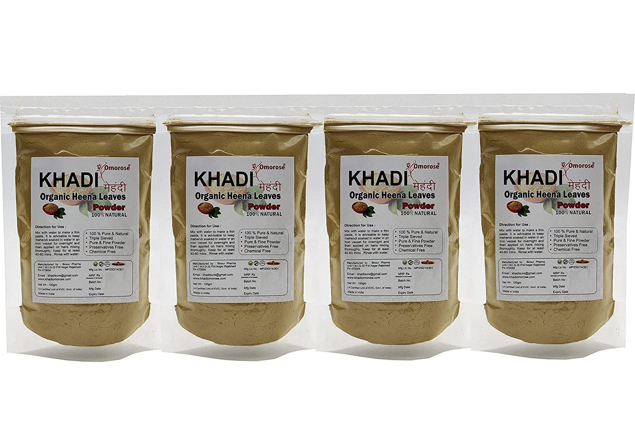 Khadi Omorose Mehendi (Heena Leaves Powder) | Pack of 4 | total 400 Gram