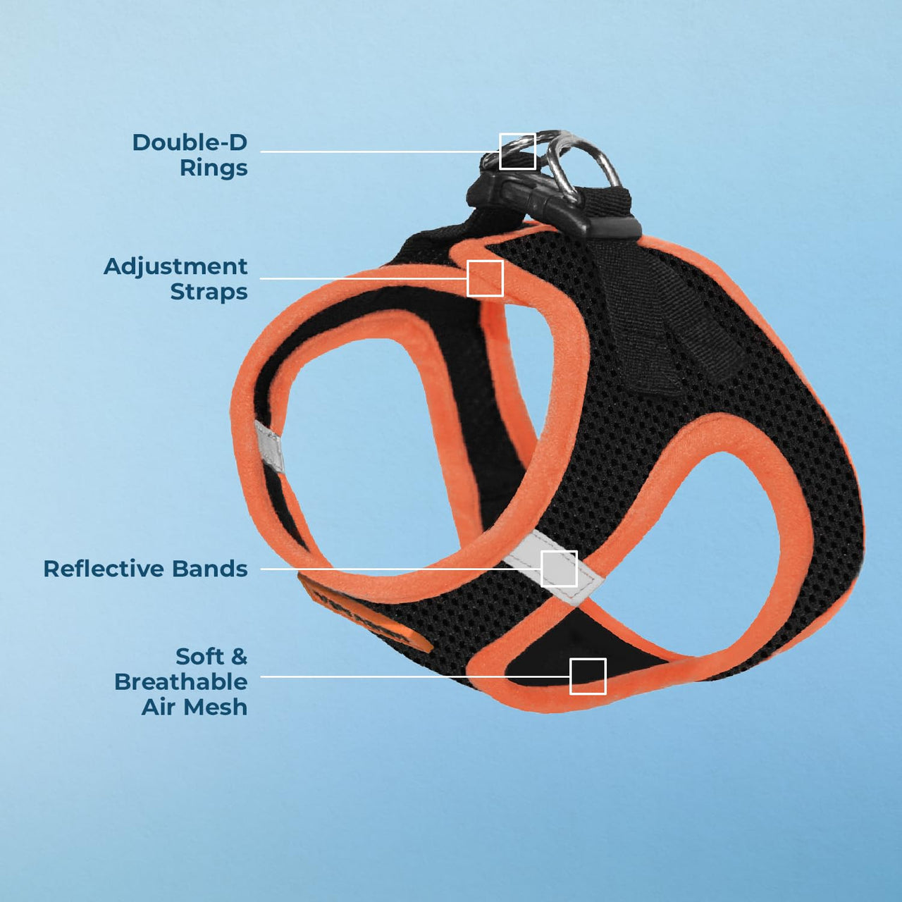 Voyager Step-in Air Dog Harness - All Weather Mesh Step in Vest Harness for Small and Medium Dogs by Best Pet Supplies - Orange Trim, XL Harness (Black/Orange Trim) XL (Chest: 20.5 - 23")