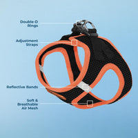 Voyager Step-in Air Dog Harness - All Weather Mesh Step in Vest Harness for Small and Medium Dogs by Best Pet Supplies - Orange Trim, XL Harness (Black/Orange Trim) XL (Chest: 20.5 - 23