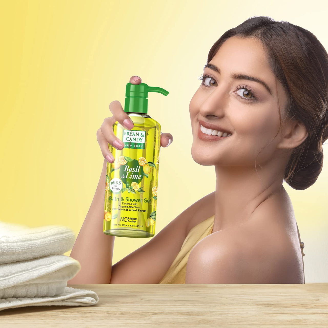 Bryan & Candy Shower Gel with Aloe Vera. Gentle, Moisturizing Body Wash for Soft, Supple Skin (Basil & Lime Shower Gel, 500ml)