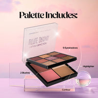 Hilary Rhoda Transform Face Palette|9 Eyeshadows|2 Blushes|Highlighter & Contour|Highly Pigmented|Available In 2 Variants|Matte & Shimmer Finish|All-In-One Kit|18G (Soft Glam - Shade 01)
