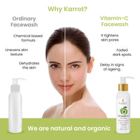 Karrot Natural Skincare Vitamin C Face Wash, Tones Skin and Fades Dark Spots, Kakadu Plum with Carrot, Neem and Saffron, SLS and Paraben Free, Ideal for Men and Women, 100ml