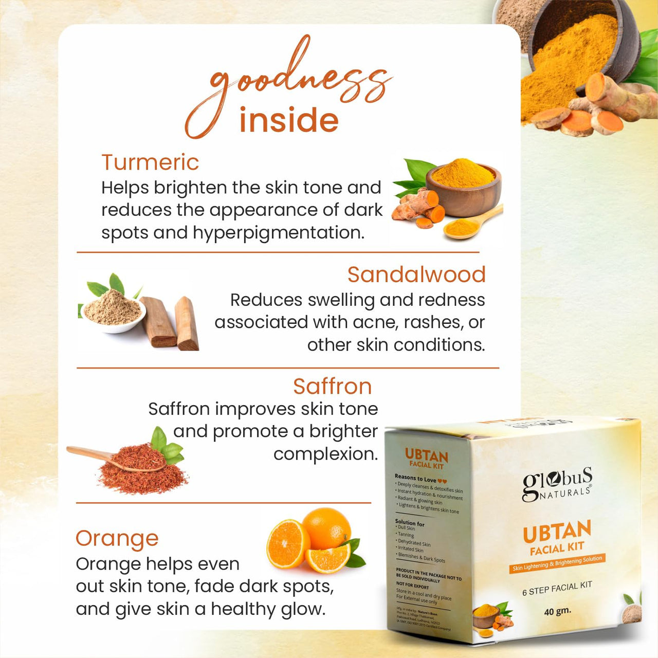 Globus Naturals Facial Kit Combo-Skin Lightening Ubtan & Wrinkle Control Red Wine Facial Kit, For All Skin Types