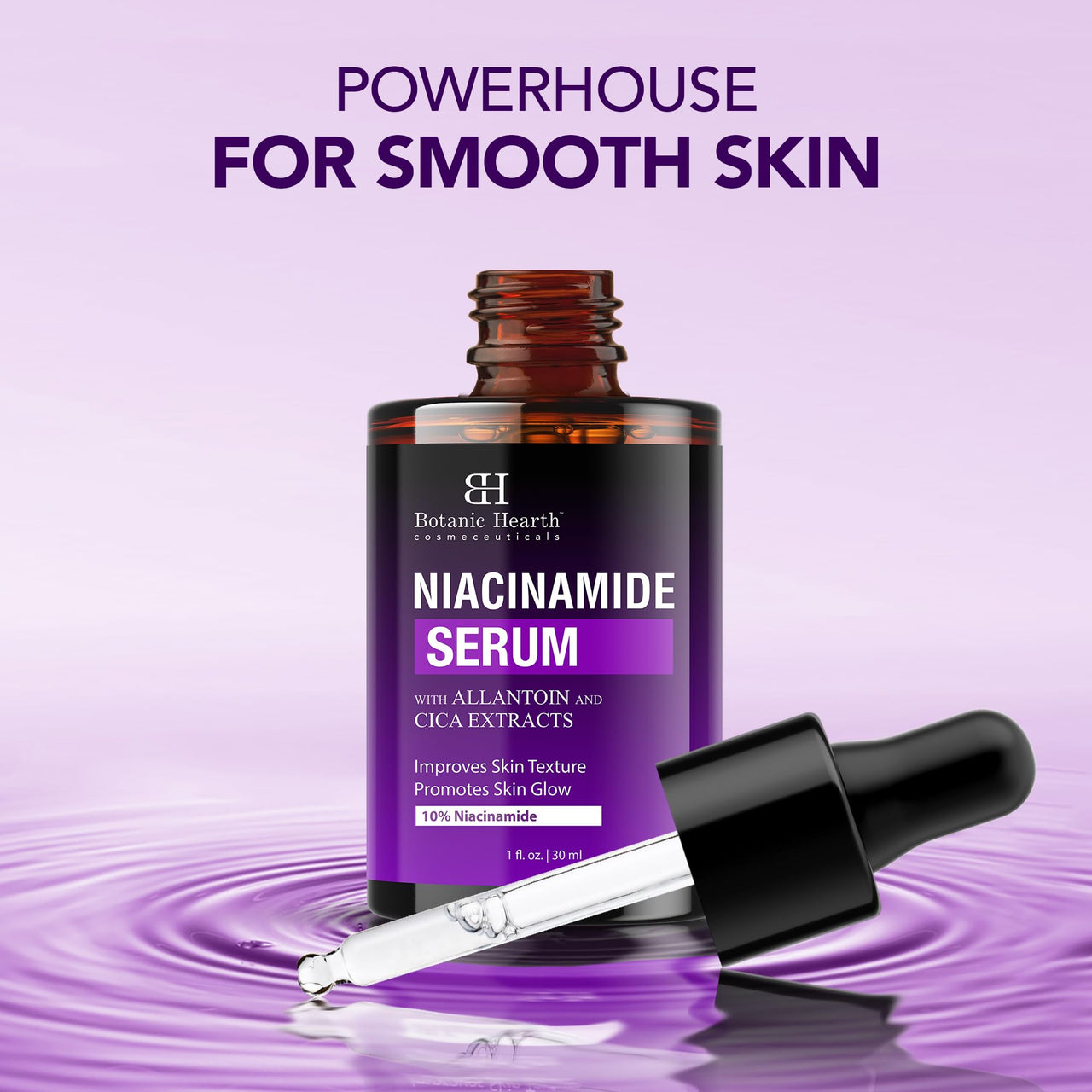 Botanic Hearth 10% Niacinamide Face Serum 30 ml with Allantoin, Zinc PCA, Cica & Hyaluronic Acid | Minimize Pores, Correct Dark Spots, Even Skin Tone | All Skin Types | For Women & Men