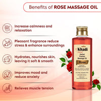 Khadi Omorose Rose massage Oil (Enriched With Almond oil,Olive oil, Jojoba oil, Sesame oil and Vitamin E)-210ml