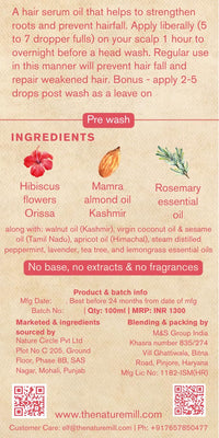 The Nature Mill Hibiscus Rosemary Hair Serum Oil. For stronger hair. 100ml (Almond Peppermint)