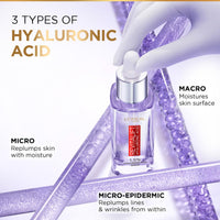 L'Oréal Paris Revitalift 1.5% Hyaluronic Acid Serum, Volume: 30ml, Intensely hydrates, smooths, and replumps skin, Fragrance free, paraben free, alcohol free formulation