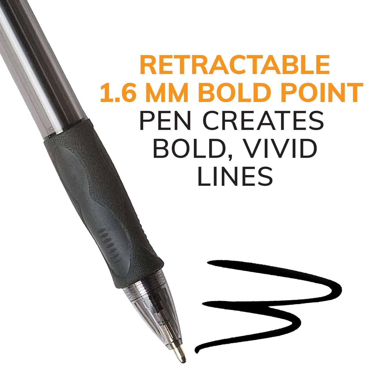 BIC Atlantis Velocity Bold Retractable Ball Pen, Bold Point (1.6mm), Blue, 12-Count, Rubber Grip for Comfortable Writing 12 Count (Pack of 1)