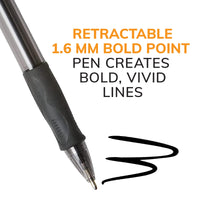 BIC Atlantis Velocity Bold Retractable Ball Pen, Bold Point (1.6mm), Blue, 12-Count, Rubber Grip for Comfortable Writing 12 Count (Pack of 1)