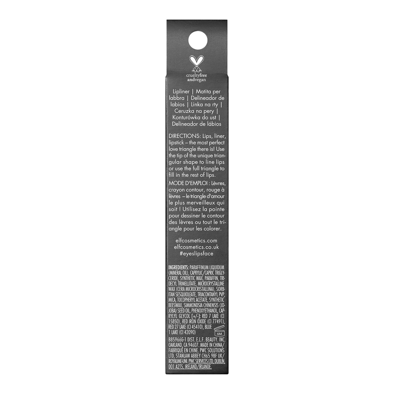 e.l.f. Love Triangle Lip Filler Liner, 2-In-1 Semi-Matte Lipliner Pencil For Sculpting & Filling, Long-Lasting Intense Color, Vegan & Cruelty-Free, Plum