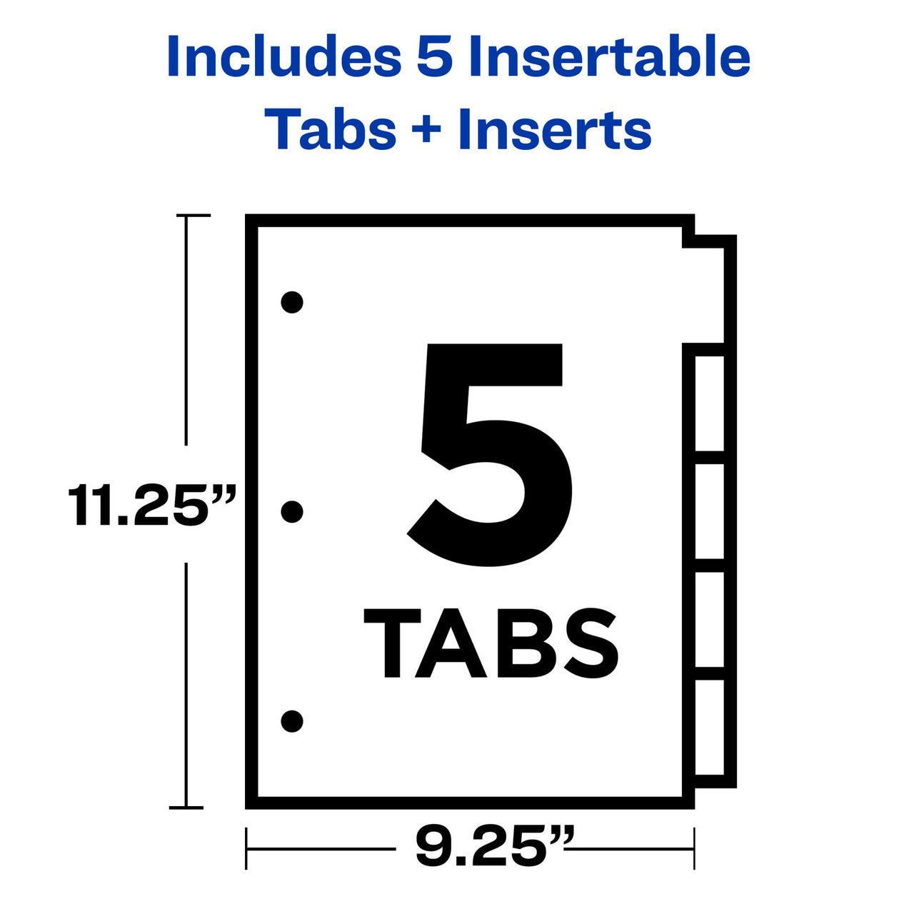 Avery Big Tab Insertable Plastic 2 Pocket Dividers for 3 Ring Binders, 5 Tab Set, Bright Two-Tone Multicolor, Works with Sheet Protectors, 1 Set (00031)