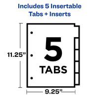 Avery Big Tab Insertable Plastic 2 Pocket Dividers for 3 Ring Binders, 5 Tab Set, Bright Two-Tone Multicolor, Works with Sheet Protectors, 1 Set (00031)