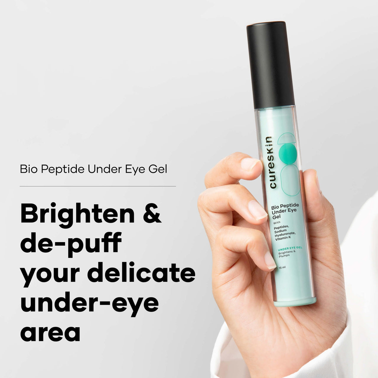 Cureskin Under Eye Gel for Dark Circles for Women and Men | Bio-Peptide Under Eye Gel to Reduce Dark Circles, Puffiness & Wrinkles | Under Eye Cream for Men and Women | Dark Circles Removal