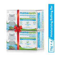 Mamaearth Easy Tummy Roll On for Colic & Gas Relief with Hing & Fennel Oil 40ml (for External use) & Mamaearth Moisturizing Bathing Soap Bar for Babies - Pack of 4