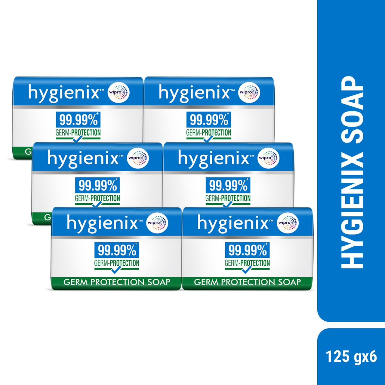 Hygienix Germ Protection Bathing Soap With 99.99% Germ-Protection| Non-Drying Formula For Soft & Smooth Skin & Lasting Refreshing Fragrance| For All Skin Types| 125g, Pack of 6