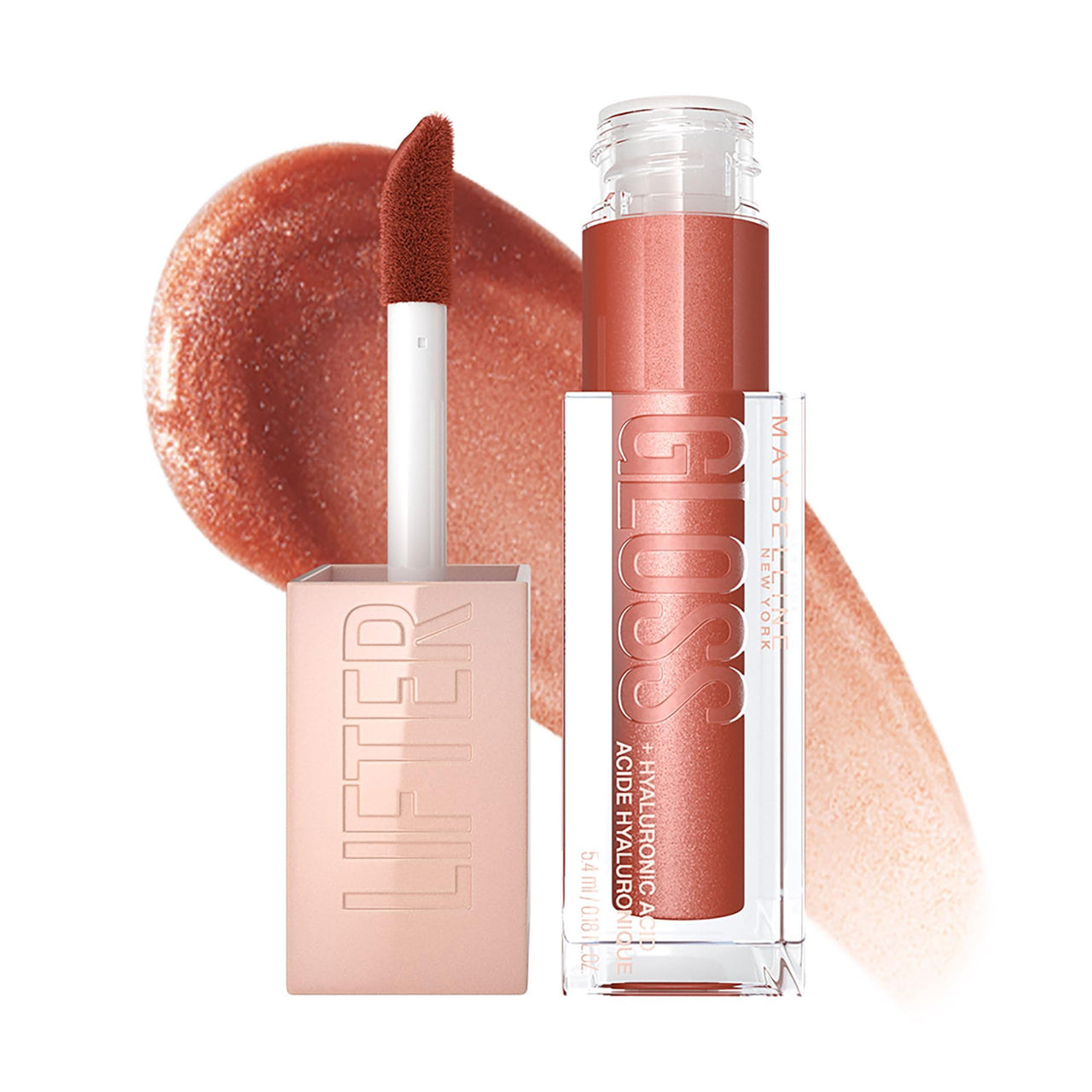 Maybelline New York Smooth And Non-sticky Lifter Gloss - Topaz | Tinted Lip Gloss With Hyaluronic Acid for Hydrated & Plump Lips | Non-Sticky application | Long-lasting Fuller & Lifted Look | 5.4ml