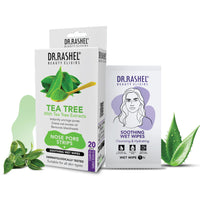 Tea Tree Nose Strips (Pack of 20) - 10 Pore Strips + 10 Wipes for Deep Cleansing & Blackhead Removal | Refreshing & Natural Tea Tree Oil Formula for Clearer Skin