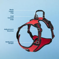 Voyager Dog Harness Dual Leash Attachment No-Pull Control Adjustable Soft But Strong Pet Harness For Medium And Large Dogs With 3M Reflective Technology - Red Lattice, M (Chest: 20 - 25