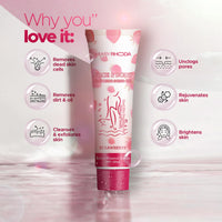 Hilary Rhoda Face & Body Cleansing Scrub Gel | Dead Skin Removing Cleansing Scrub Gel | Gently Exfoliates Skin Cells | Removes Dirt & Oil | 100ml (Strawberry -Shade 04)