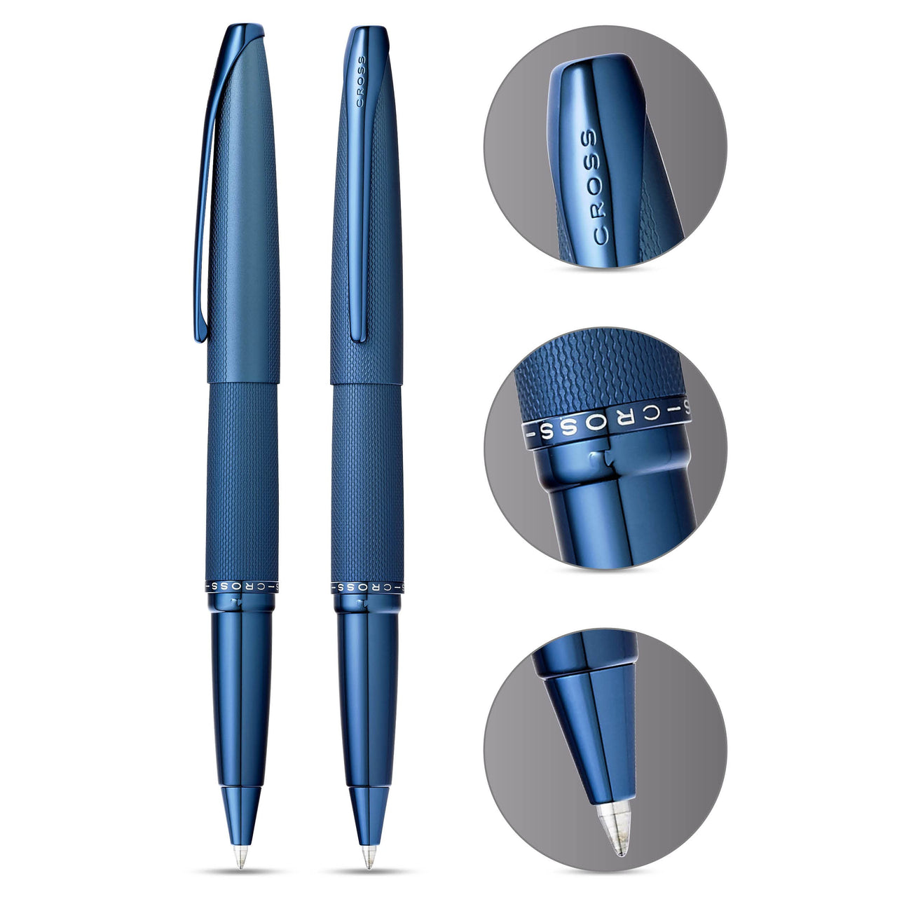 Cross ATX Refillable Gel Ink Rollerball Pen, Medium Rollerball, Includes Premium Gift Box - Dark Blue Sandblasted Dark Blue