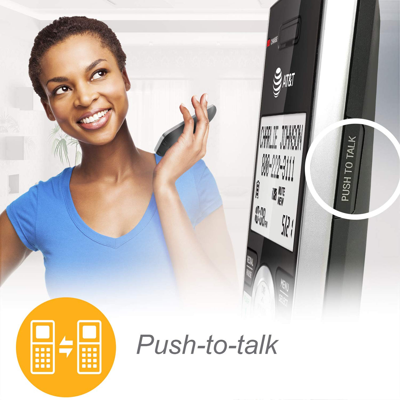 AT&T DECT 6.0 Expandable Cordless Phone with Answering System, Silver/Black with 1 Handset (CL82107)